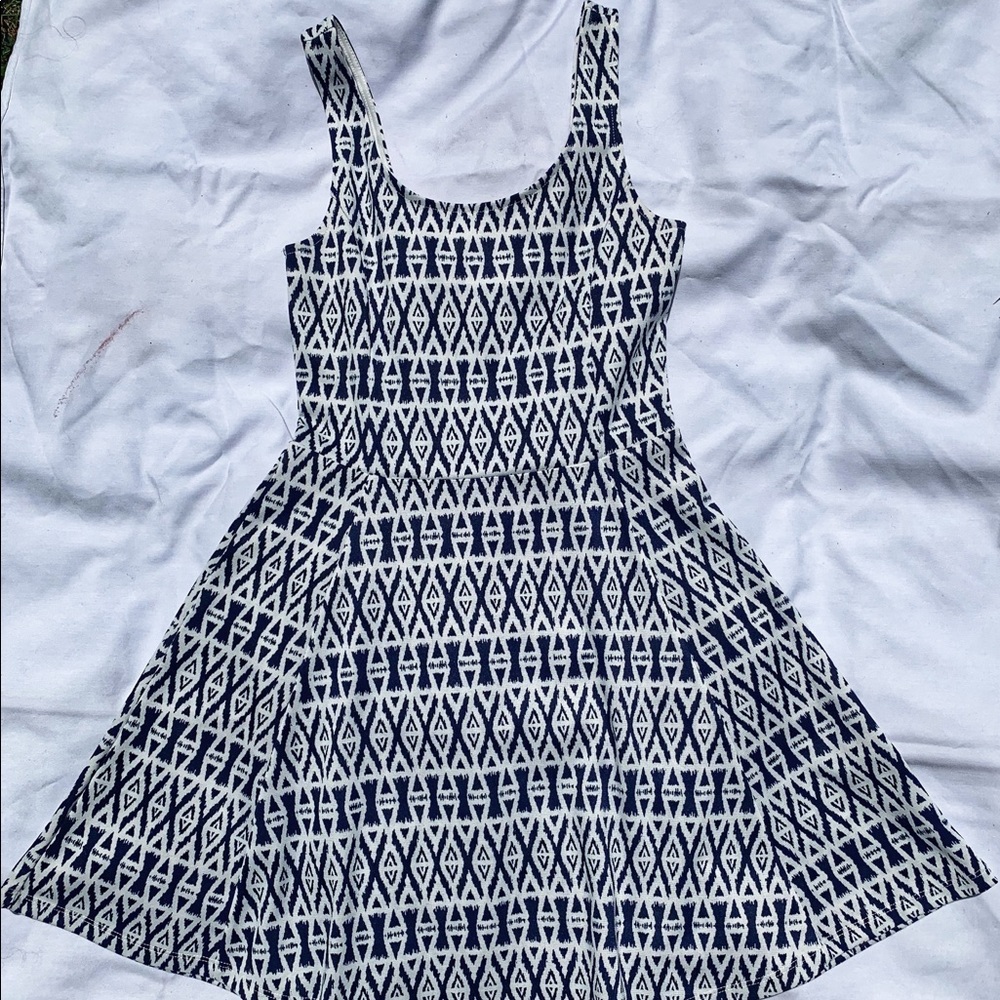 Blue and White Tribal Print H&M Skater Dress
